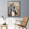 thumbnail image 3 of Horse Oil Painting Galloping White Horse Canvas Art Framed Horse Picture Wall Art For Livingroom Bedroom Office, 3 of 7