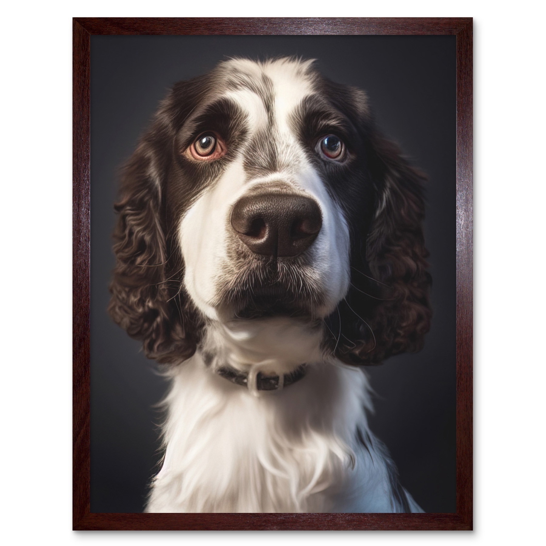 English Springer Spaniel Dog Portrait Art Print Framed Poster Wall ...