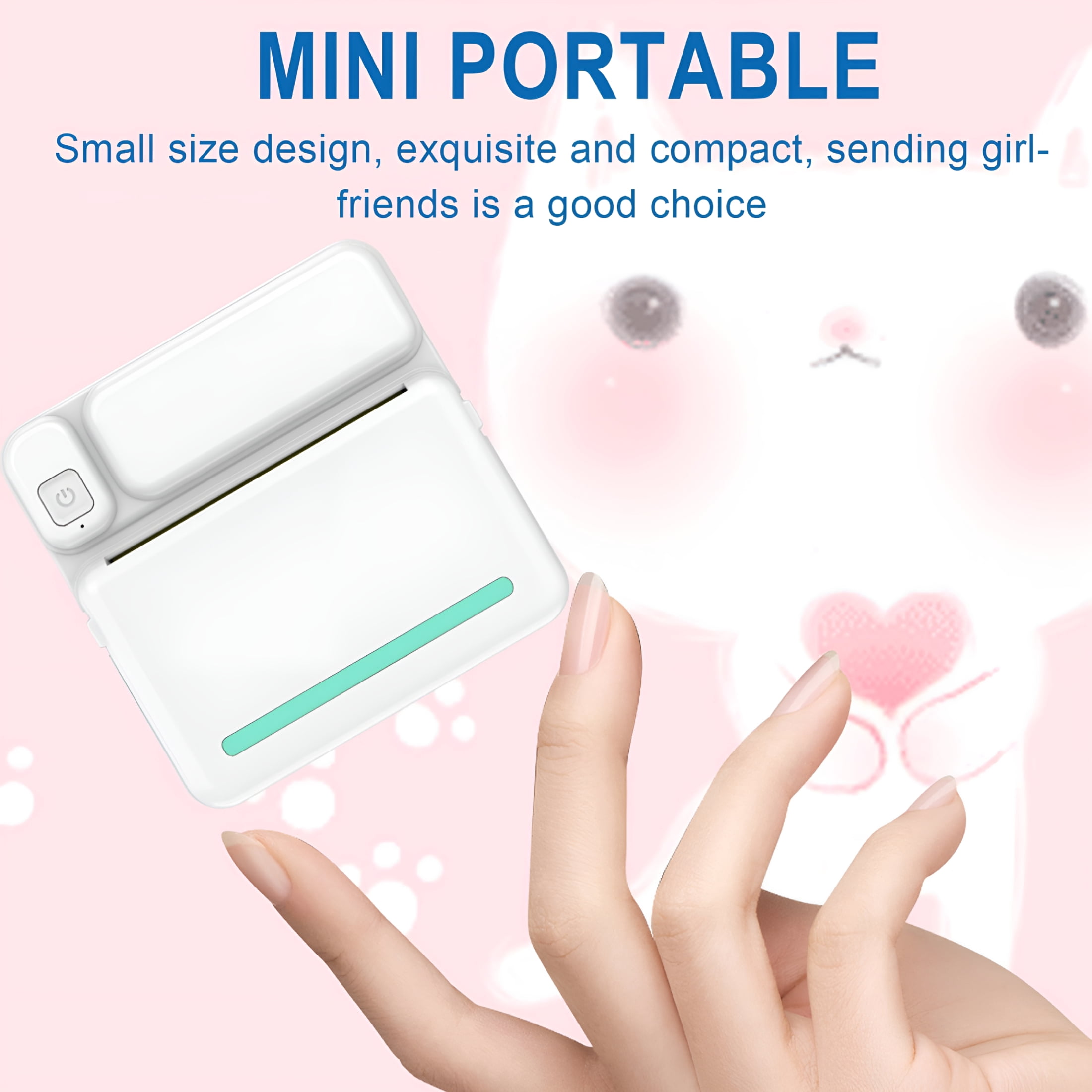 ZHZFKQ 2026 New Portable Wireless Thermal Printer,57Mm/2.2In Wireless Inkless Photo Receipt Printer for Ios Android Phone – Mini Pos,Mobile Label Note Printer(Pink,3.1"X3.1")