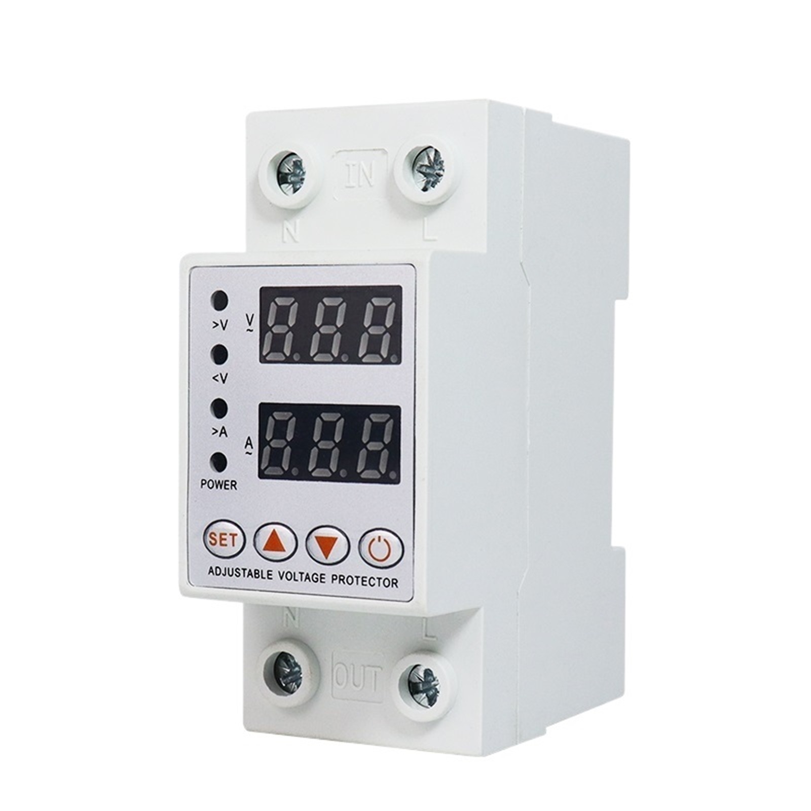 EJYWPSWD Din Rail Voltage Protector Relay Dual Display Adjustable Over Current and Under Voltage Protection Device 40A 63A 220V