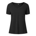 thumbnail image 3 of Spring Summer 2024 Ladies Fashion Pocket V Neck Slit Shoulder Short Sleeved T Shirt Women Layering Tee for Women Raglan Shirts for Women Women Casual Shirts Summer Spandex T Shirt Women Fitted T, 3 of 4