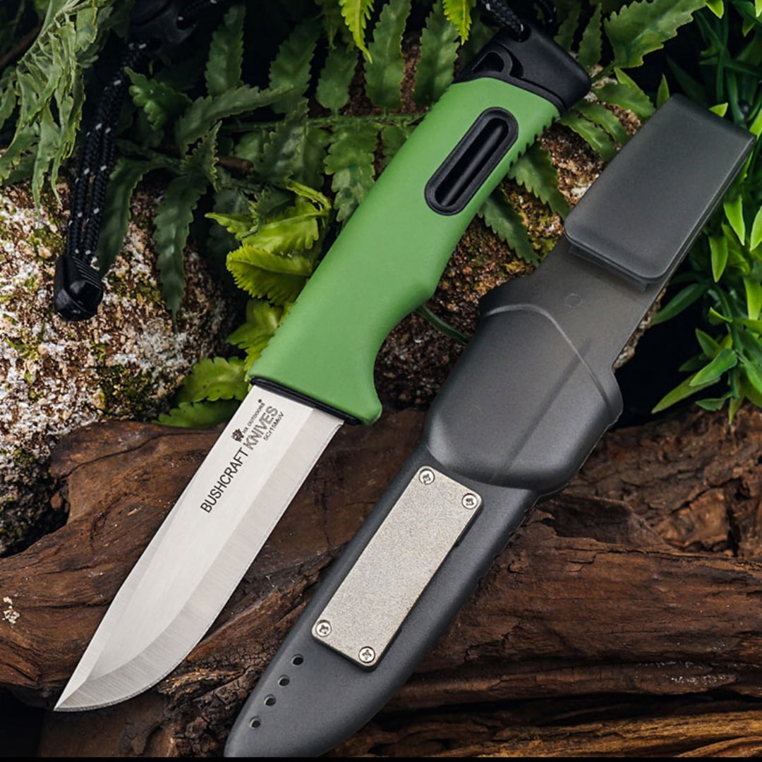 Fixed Blade Knife 3.7" 5Cr15 Steel, Plastic Sheath, PP/TPR Handle. Multi-Use for Camping & Outdoor.