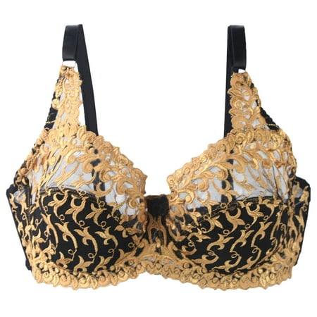 

Women Lace Push Up Bras Wirefree Floral Printed Plus Size Underwear Bra Hook Adjustable Strap Bralettes For Women Thin Breathable Minimizer Bra Plus Size Everyday Bra Yellow3 38E