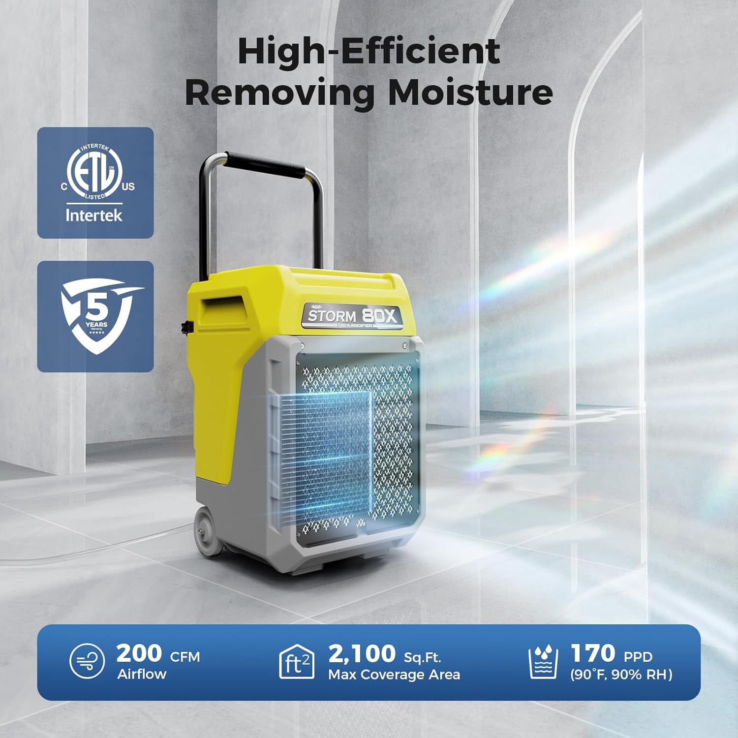 ALORAIR  Commercial Dehumidifier 170 Pints LGR Dehumidifier with Pump & Drain Hose, Portable Insutrial Dehumidifier for Basments, Home, Job Sites, Fit for 2,100 Sq.Ft Space with Wheels