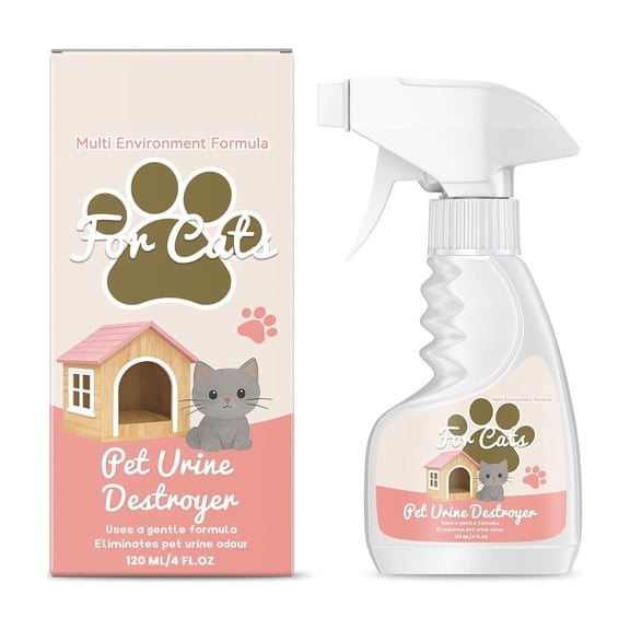 Pet Urine Deodorizer Spray 4 fl oz, Cat & Dog Excrement Cleaner Odor Remover for Carpets, Floors & Furniture