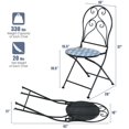 thumbnail image 3 of Spaco 2 Pieces Patio Folding Mosaic Bistro Chairs with Blue Floral Pattern, Outdoor Stackable Dining Chairs for All Weather, Breathable Garden Outdoor Furniture for Backyard Deck, 3 of 7