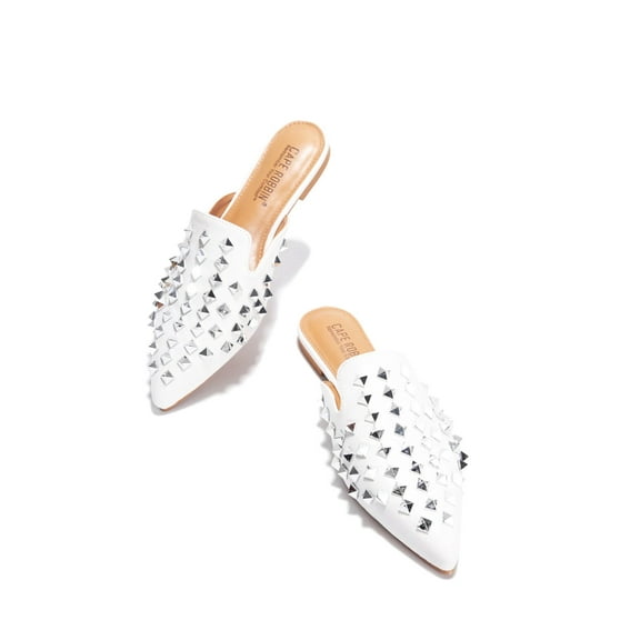 Cape Robbin Closed Toe Sandals Women mules for woman Pointed Toe Flats For Women Pointed Toe Slip On Flats (White, 6)