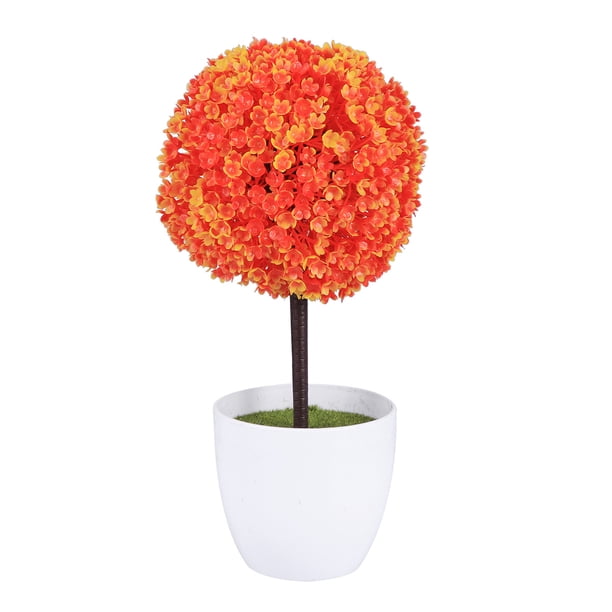 Bola de plantas artificiales, planta simulada, bonsái decorativo, bola de flores de plástico para decoración (naranja)