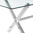 thumbnail image 3 of Benjara Tia 79 Inch Dining Table, Rectangular Tempered Glass Top, X Steel Legs, 3 of 6