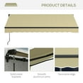 thumbnail image 5 of YYAo Patio Awnings Sun Shade Shelter, Patio Awnings, 10' x 8' Retractable Awning, 280gsm UV Resistant Sunshade Shelter, Beige, 5 of 11