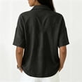 thumbnail image 4 of Domzest Half Sleeve Tops for Women V Neck Spring T Shirts Loose-Fit Trendy Tee Zip Up Office Polo Shirts Black XXL, 4 of 5