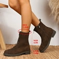 thumbnail image 6 of Viluyesy Womens Suede Mid Calf Boots, Thicken Heels Round Toe Front Zipper Fall Winter Trendy Moto Boots Coffee US8.5, 6 of 9