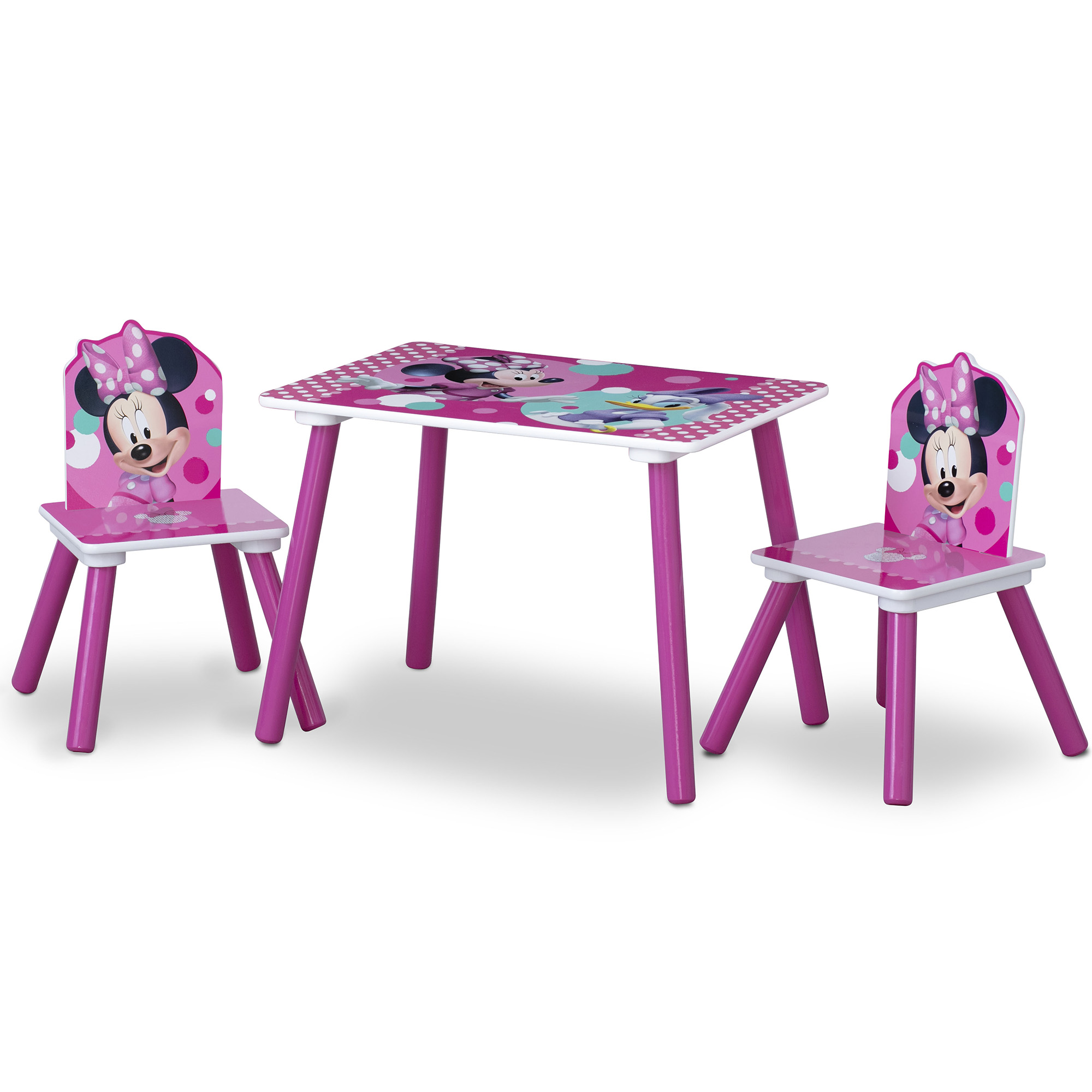 Minnie Mouse 4-Piece Wood Toddler Playroom Set – Includes Table, 2 Chairs & Toy Bin, Pink - image 6 of 13
