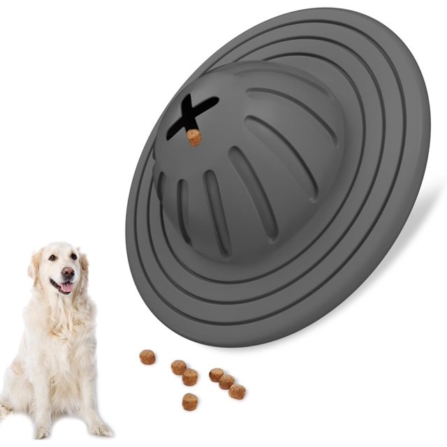 Juguetes masticables para perros para masticadores agresivos, juguetes para perros, juguetes interactivos para masticar perros para entrenar y limpiar los dientes (gris, disco volador)