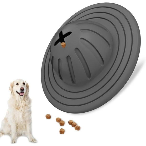 Juguetes masticables para perros para masticadores agresivos, juguetes para perros, juguetes interactivos para masticar perros para entrenar y limpiar los dientes (gris, disco volador)