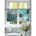 thumbnail image 4 of Turquoise Grey Sheer Curtains 45 Inches Long 2 Panels Abstract Graffiti Light Filtering Semi Sheer Window Curtains Drapes for Bedroom Living Room 52"x45", 4 of 7