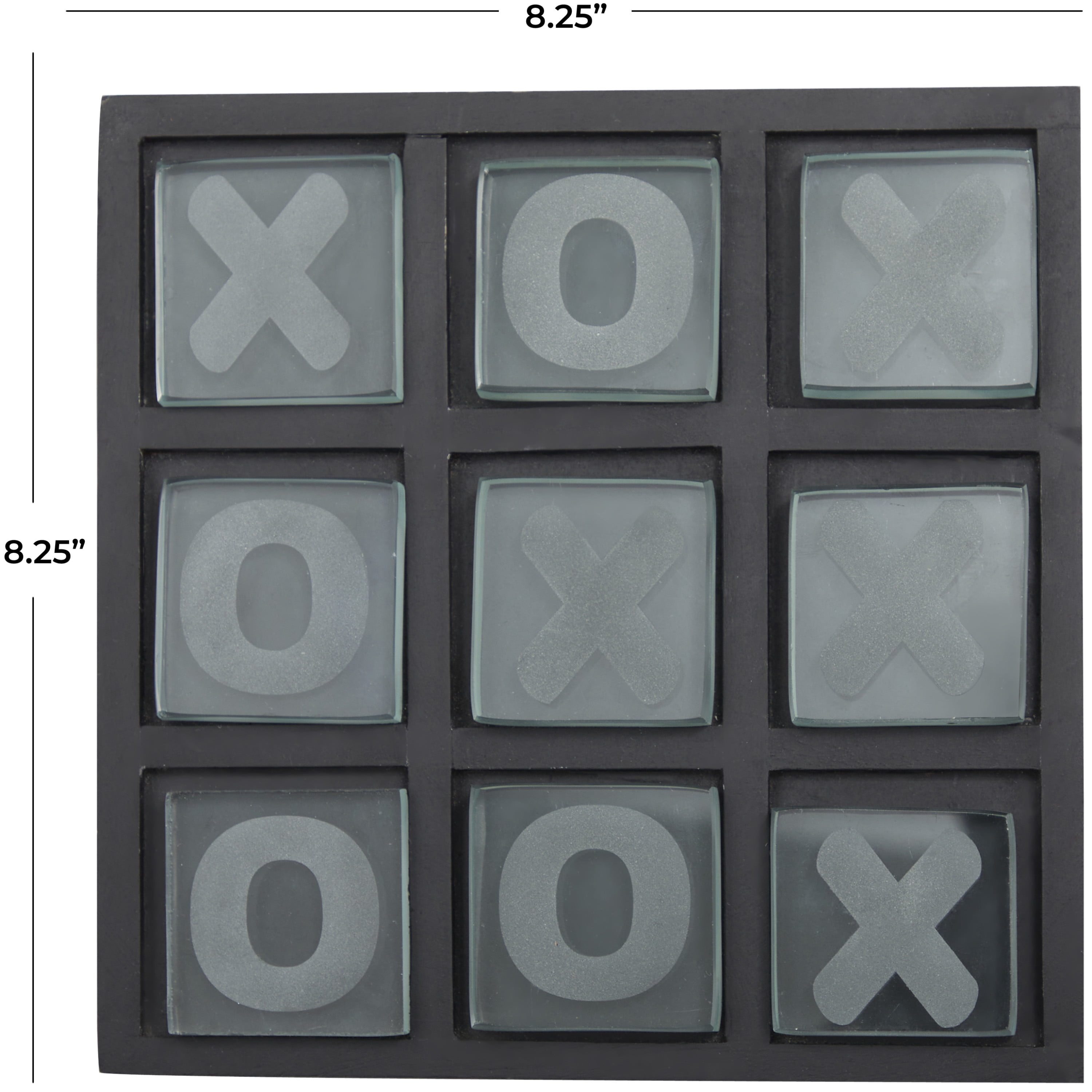 DecMode 8" x 1" Black Wood Tic Tac Toe Game Set, 1-Piece