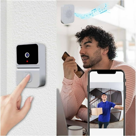 Tarmeek Smart Wireless Remote Video Doorbell Intelligent Visual Doorbell Home Intercom HD Night Vision Wifi Rechargeable Security Door Doorbell,College Essentials