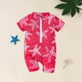thumbnail image 2 of Larisalt Toddler Baby Boy Swimsuit Short Sleeve Cute Print Bathing Suits Zipper Rash Guard Swimsuits Age 1-3Y, 2 of 4