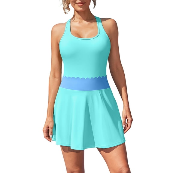 Charmo Womens Two Piece Tennis Skirt Sets Built-in Shirts and 4 Pockets