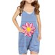 thumbnail image 1 of Odeerbi 5-13 Años Niñas Traje de Verano A Rayas Flor Impresión Camisola Romper Casual Respirable Cómodo Suspender Overalls Bib Total Shorts Con Bolsillos, 1 of 4
