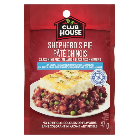 Club House, Dry Sauce/Seasoning/Marinade Mix, Shepherd's Pie, Less Salt, Gluten Free, 47g