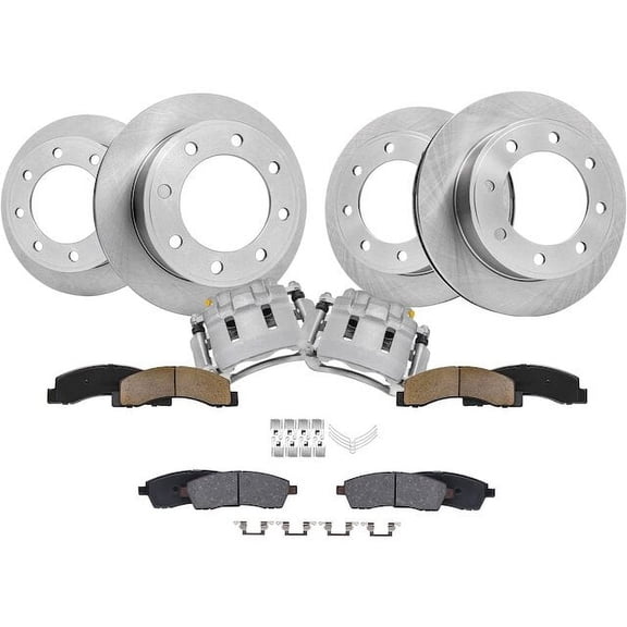Front and Rear Brake Pad Rotor and Caliper Set - Compatible with 1999 - 2004 Ford F-250 Super Duty 2000 2001 2002 2003