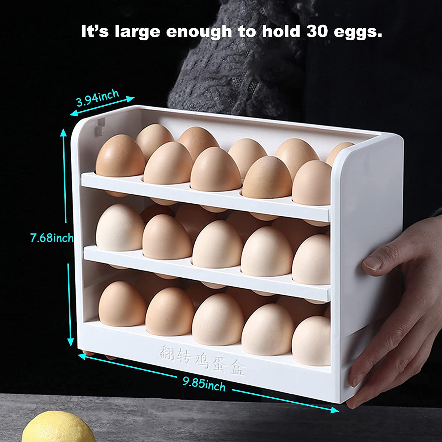 Fridja 30 Grid Egg Holder for Refrigerator, 3-Layer Egg Storage Container,  Plastic Chicken Egg Tray Egg Fresh Storage Box for Kitchen Fridge and Table  