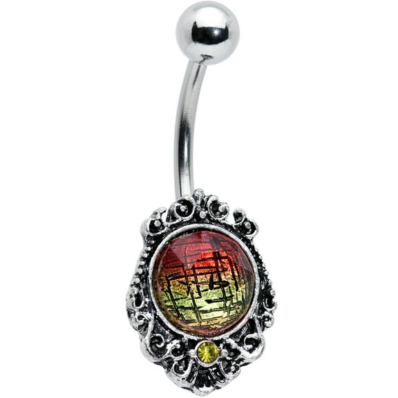 Body Candy Womens 14G 316L Stainless Steel Navel Ring Piercing Red Yellow Orb Belly Button Ring