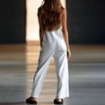 thumbnail image 4 of Chuancc Women's Casual Loose Overalls Jumpsuits One Piece Sleeveless Wide Leg Long Pant Rompers With Pockets White L, 4 of 7