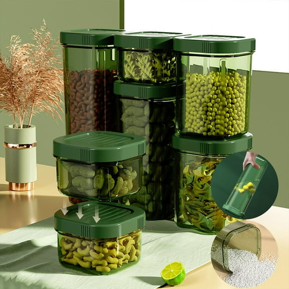 Airtight Food Storage Containers, Transparent Kitchen Pantry Storage with Locking Lids, Stackable Plastic Containers for Dry Food Fresh-Keeping and Organization