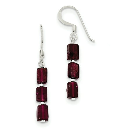 Primal Silver Sterling Silver Three Stone Garnet Dangle Earrings