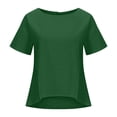 thumbnail image 4 of MEICHEN Cotton and Linen Pure Color Irregular Bottom Short Sleeved T Shirt Summer Fashion Clothing for Women, 4 of 5