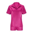 thumbnail image 5 of ZyeKqe Womens 2 Pieces Lounge Outfits Short Sleeve Collared T-Shirts Shorts Party Clubwear Tready Set, 5 of 7