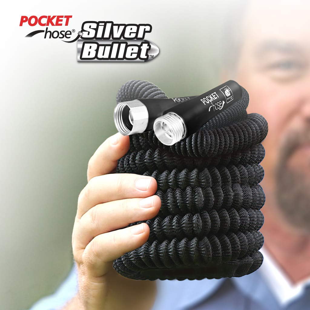 Pocket Hose Original Silver Bullet Water Hose by BulbHead - Expandable  Garden Hose That Grows with Lead-Free Aluminum Connectors - Safe Drinking  Water