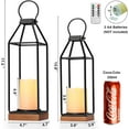 thumbnail image 3 of Perfnique Black Metal Lantern w/Wood, Set of 2 Rustic Lantern Decorative w/ Waterproof Flameless Candle & Remote Timer, Farmhouse Lanterns Candle Holder for Outdoor, Indoor, Mantle Decor (No Glass), 3 of 8