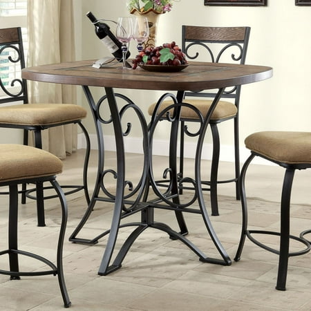 Oak Counter Height Side Chair - ACME Kiele Counter Height Chair, Oak & Antique Black (Set of 2)