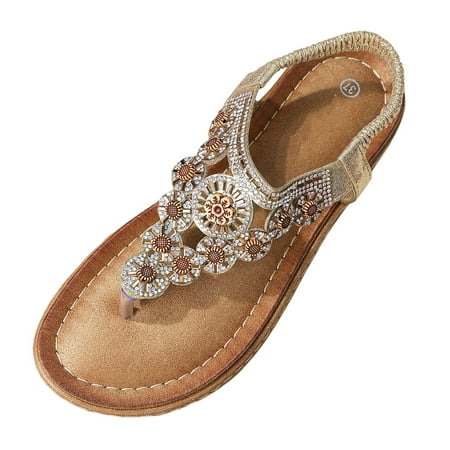 

Ladies Shoes Wedge Sandals Bohemian Sandals Round Toe Wedge Thong Sandals Indoor Sandals for Women Cork Sandals for Women