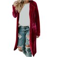 thumbnail image 2 of Womens Velvet Dusters And Long Cardigans,Velvet Cardigan for Women Long Lapel Long Sleeve Shirt with Pockets Mid-Length Open Front Trench Kimono Coat, 2 of 4