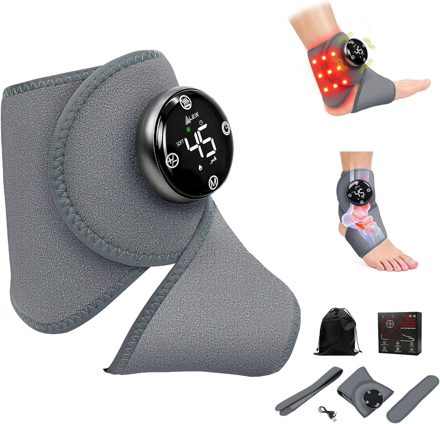 Large Fit Pro Foot Massager with Red-Light Therapy & Graphene Heating for Ankle Knee Back Neck