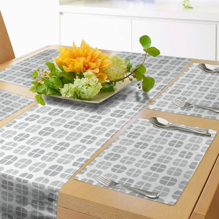 

Grey Table Runner & Placemats Geometric Pattern with Hand Drawn Style Random Square Shapes Abstract Grid Set for Dining Table Placemat 4 pcs + Runner 14 x72 Pale Grey and Coconut by Ambesonne