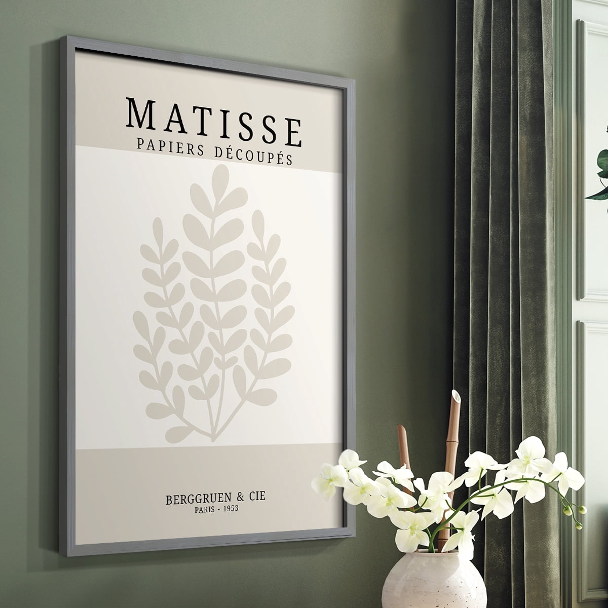Matisse CDXVI in Gray Solid Wood Framed Print No Nail Hanging