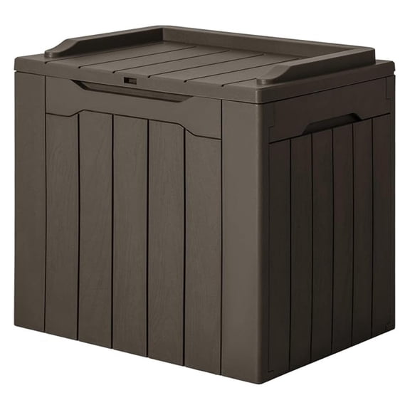 SONGMY 31 Gallon Resin Deck Box Waterproof Indoor Outdoor Storage Boxes for Patio Furniture Cushions and Garden Tools (Brown)