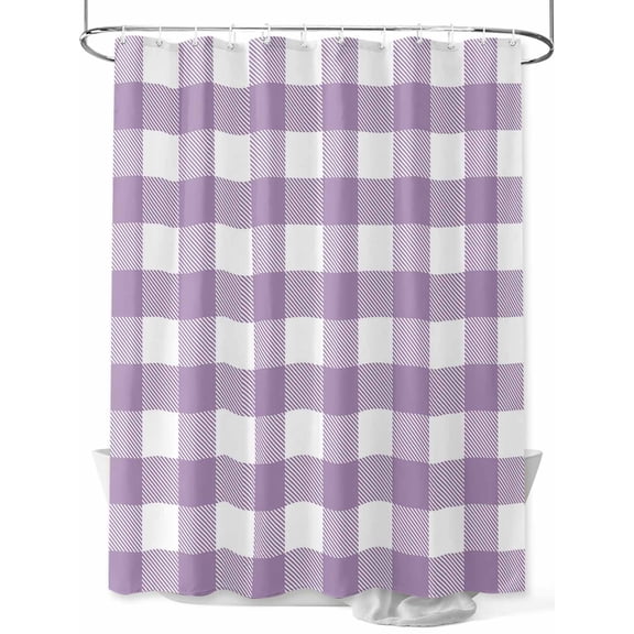 Lavender Purple Shower Curtain, Buffalo Plaid Waterproof Shower Curtain Set with 12 Hooks Lightweight Washable Fabric Shower Curtains for Bathroom 72x84 Inches