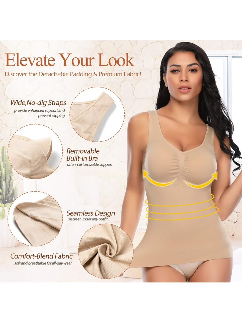 Vaslanda Women's Slimming Cami Shaper with Built-in Bra, Tummy