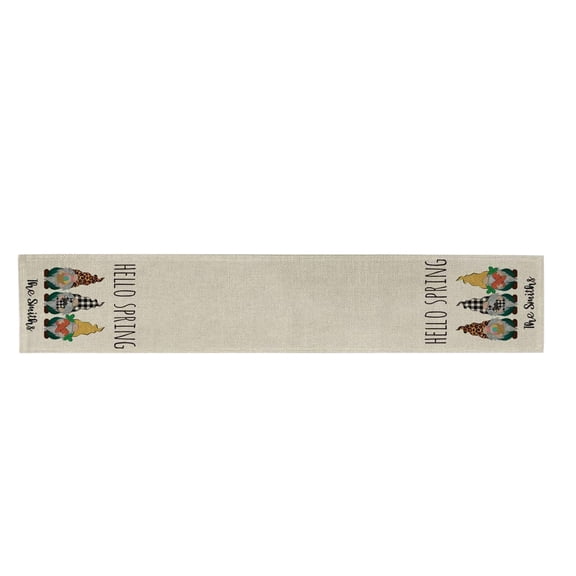 Happy Easter Wreath Table Runner, Colorful Easter Eggs Kitchen Dining Table Decor, Spring Burlap Home Decoration Indoor Outdoor Party Supply 13 x 72 Inches