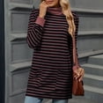 thumbnail image 6 of Diufon Womens Fall Sweatshirts Stripe Printed Pullover Tops High Neck Long Sleeve Tops with Pockets, 6 of 7