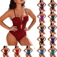 thumbnail image 4 of gakvbuo One Piece Bikini Swimsuit Women Cutout Monokini Bathing Swimwear Women Summer Solid Color With Chest Backless Strap Swimsuit, 4 of 8