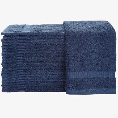 Linteum Textile Supply Premium Hand Towels (Navy Blue) Absorbent Towel Set with Ring Spun 100% Cotton Material for Hotel, Salon, Gym & More (12-Pack, 16x27 inches)