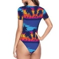 thumbnail image 4 of Balery Women'Sbeach With Palm Trees Crew Neck Round Neck Short Sleeves Slim Fit Casual Basic Extender Bodysuit Daily Jumpsuit T Shirts-Xx-Large, 4 of 9
